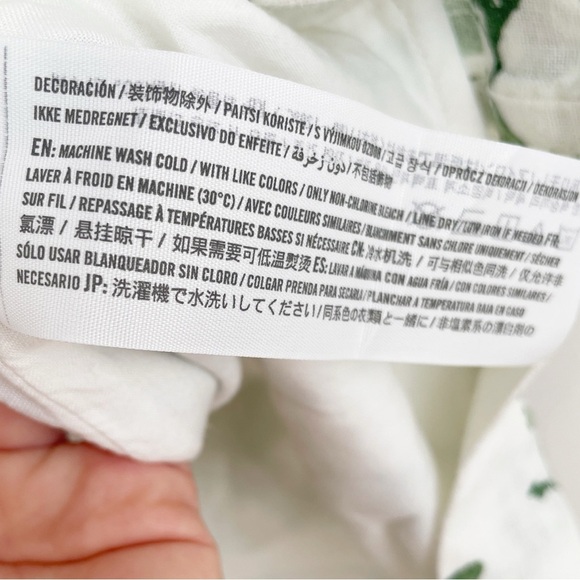 New Abercrombie and Fitch linen dress mini leaf floral print short tropical sz L - Picture 15 of 16